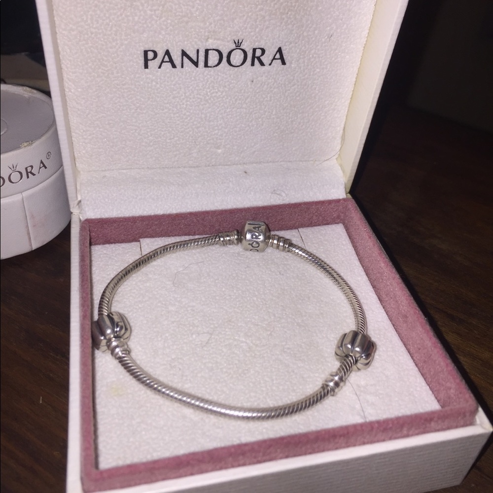 Pandora Moments Snake Chain Bracelet. Two Clips